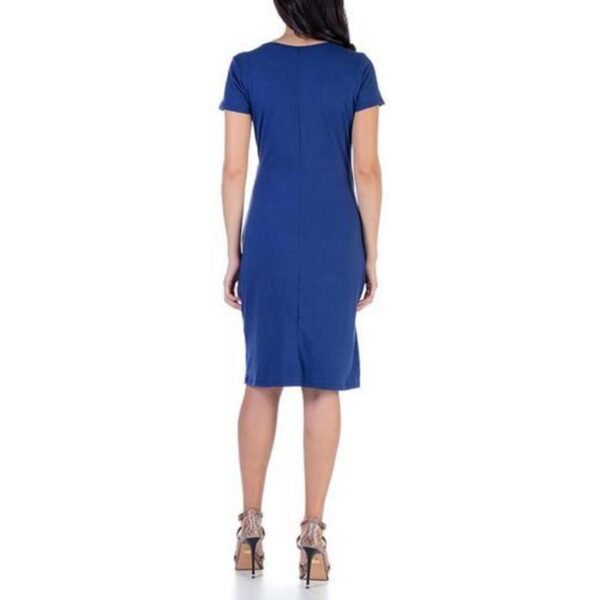 24seven Comfort Apparel Womens Faux Wrap Top Cap Sleeves Midi Dress