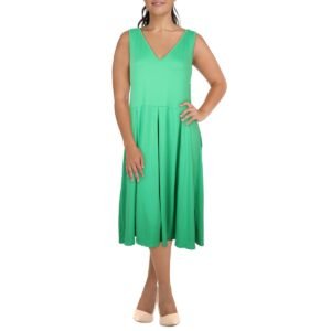 24seven Comfort Apparel Womens V-Neck Sleeveless Midi Dress