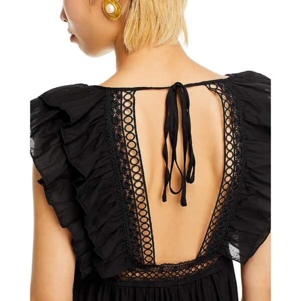 Aqua Womens Ruffled Cut Out Midi Dress