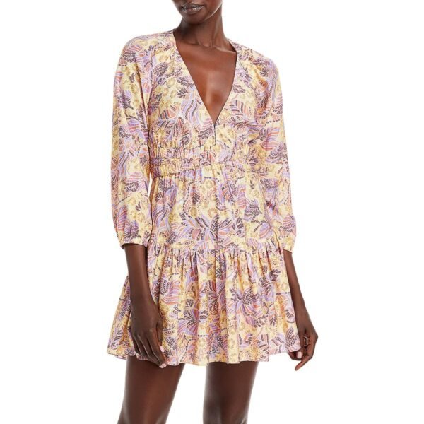 A.L.C. Womens Isla V-Neck Long Sleeve Mini Dress