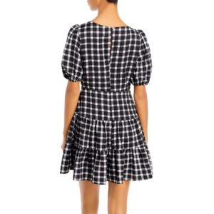 Aqua Womens Plaid Short Mini Dress