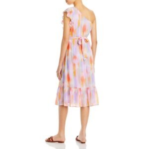 Aqua Womens One Shoulder Print Midi Dress