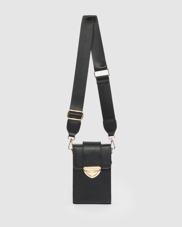 Black Koni Webbing Phone Crossbody Bag