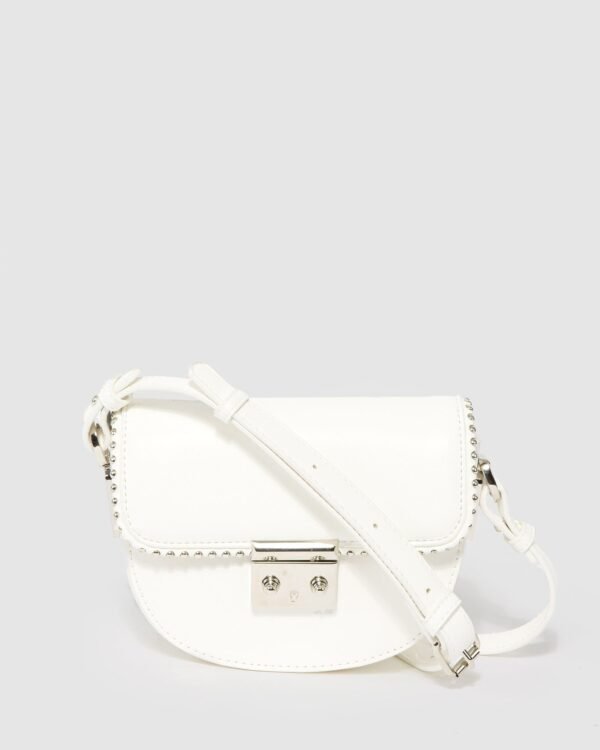 White Clara Stud Saddle Bag