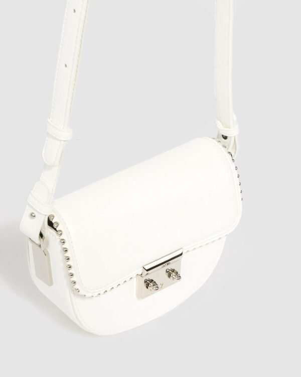White Clara Stud Saddle Bag - Image 2