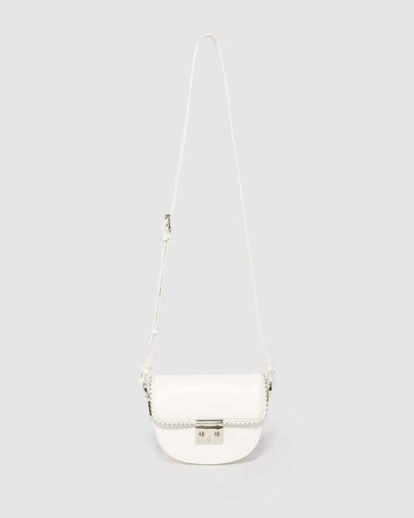 White Clara Stud Saddle Bag - Image 3